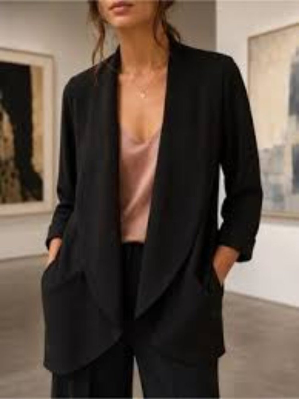 Aritzia Wilfred Chevalier Blazer Black Size 2 Open front Crepe